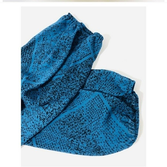 JUICY COUTURE Georgette Blouse Top Cold Shoulder Black Teal Blue - Picture 9 of 9